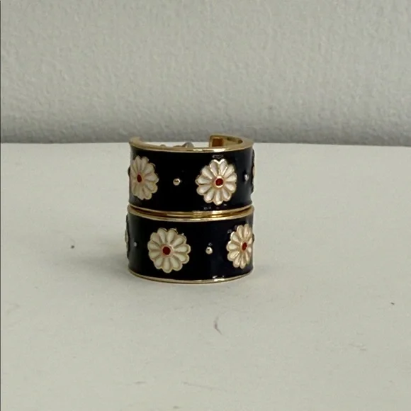 Floral Enamel Hoop Earrings - Picture 5 of 7